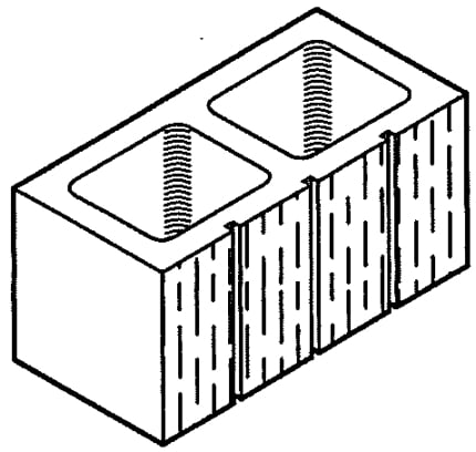 Block 8", Rake Face 3-Scored, Standard [Drawing]